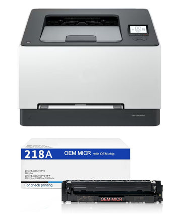 HP 3201DW LaserJet Color Check Printer with 218A OEM Modified MICR Cartridge