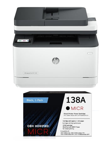 HP 3101sdw LaserJet MFP Pro Check Printer with 138A OEM MICR Cartridge