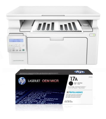 HP M130nw LaserJet Pro Check Printer with 1 OEM Modified CF217A MICR Cartridge