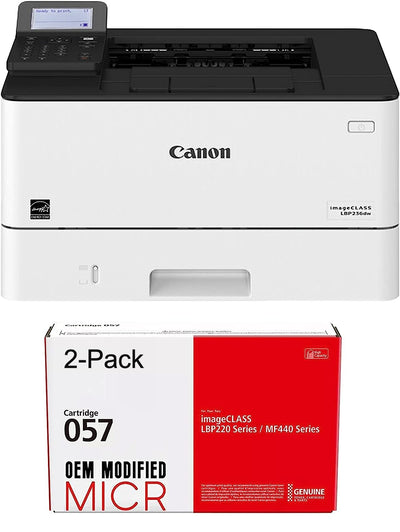 Canon ImageCLASS LBP236dw Check Printer with 2 OEM 057 MICR Toner Cartridges