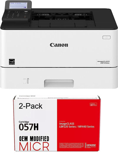 Canon ImageCLASS LBP236dw Printer with 2 OEM 057H MICR Cartridges (High Yield)