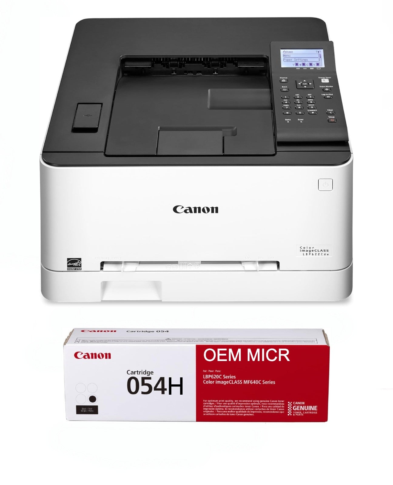 Canon ImageCLASS LBP622Cdw Check Printer with 054H High Yield OEM MICR Cartridge