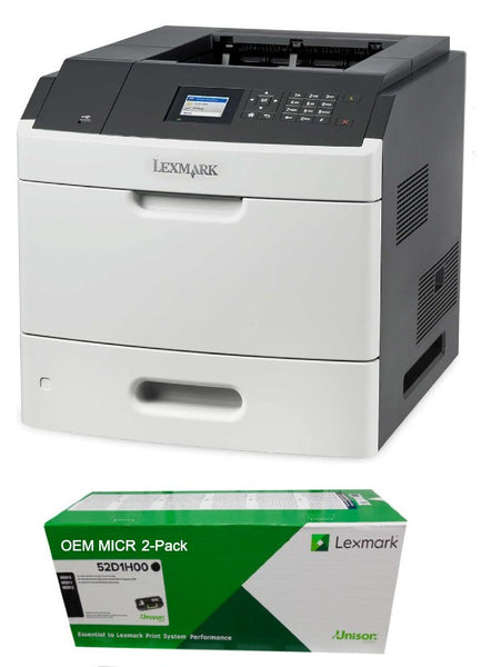 Lexmark MS810DN Renewed Printer with 2 OEM 521H MICR Cartridges (High Yield)