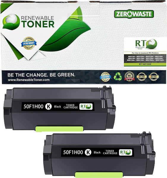 RT 501H Compatible Lexmark 50F1H00 Toner Cartridge, High Yield (2-Pack)