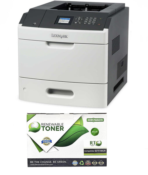 Lexmark MS810DN Renewed Printer with 1 RT 521H MICR Toner Cartridge (High Yield)